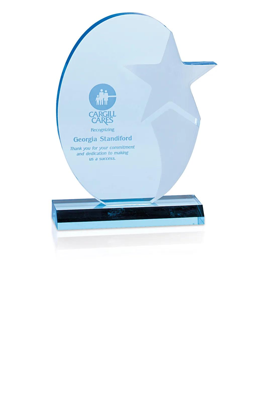Acrylic Award Stellar Oval Etched Star - 8.5 x 6 x 2 in - product view 6