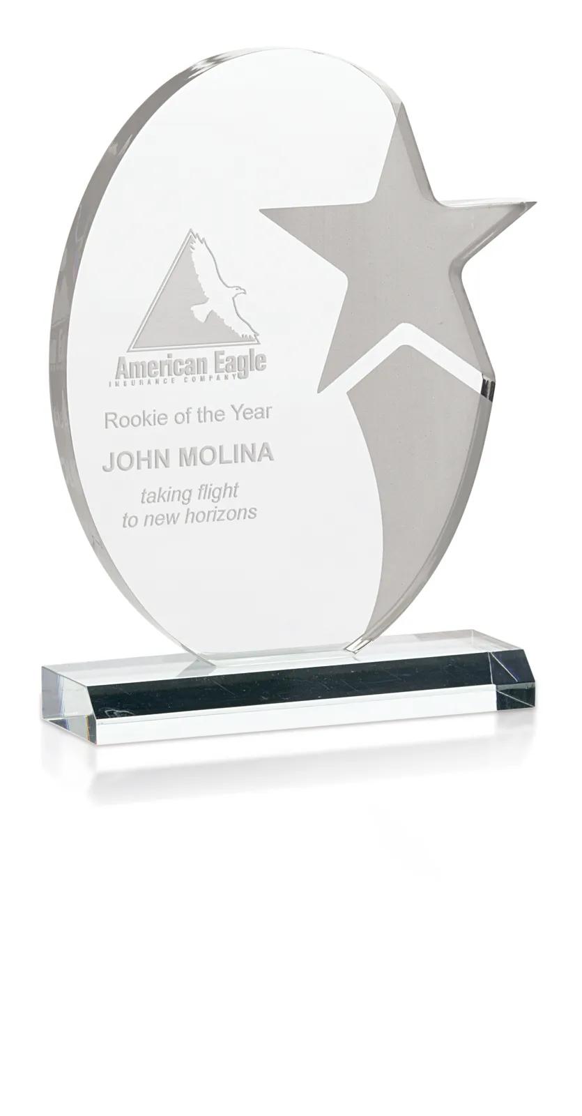 Acrylic Award Stellar Oval Etched Star - 8.5 x 6 x 2 in - product view 7