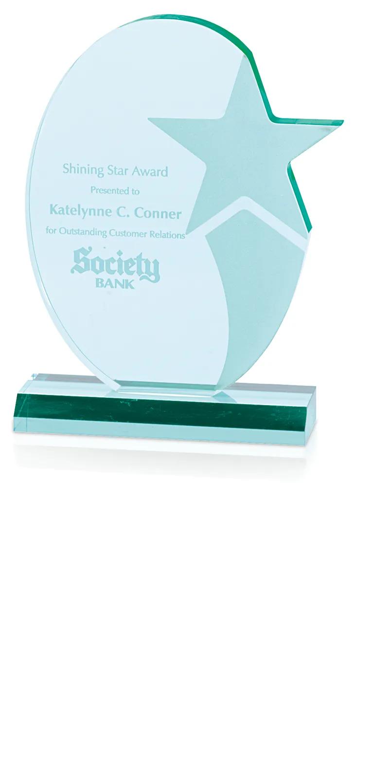 Acrylic Award Stellar Oval Etched Star - 8.5 x 6 x 2 in - product view 8