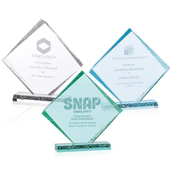 Acrylic Award Diamond Ice Faceted Design - 9.625 x 10 in