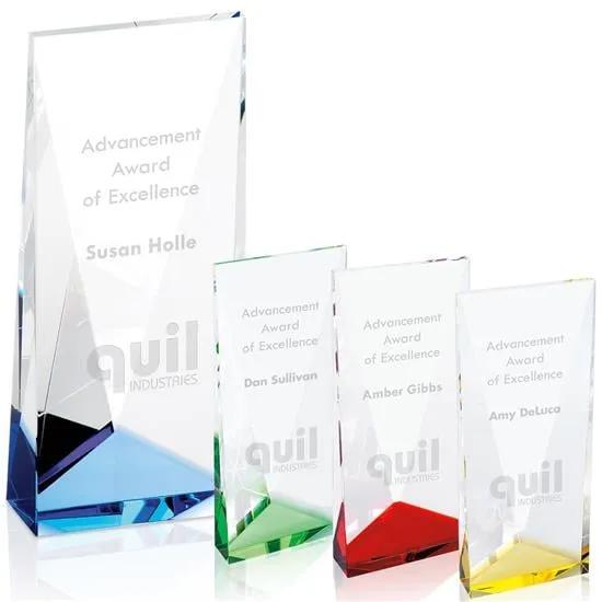 Crystal Tower Award Color Accent Optical - 7.875 x 3.375 in