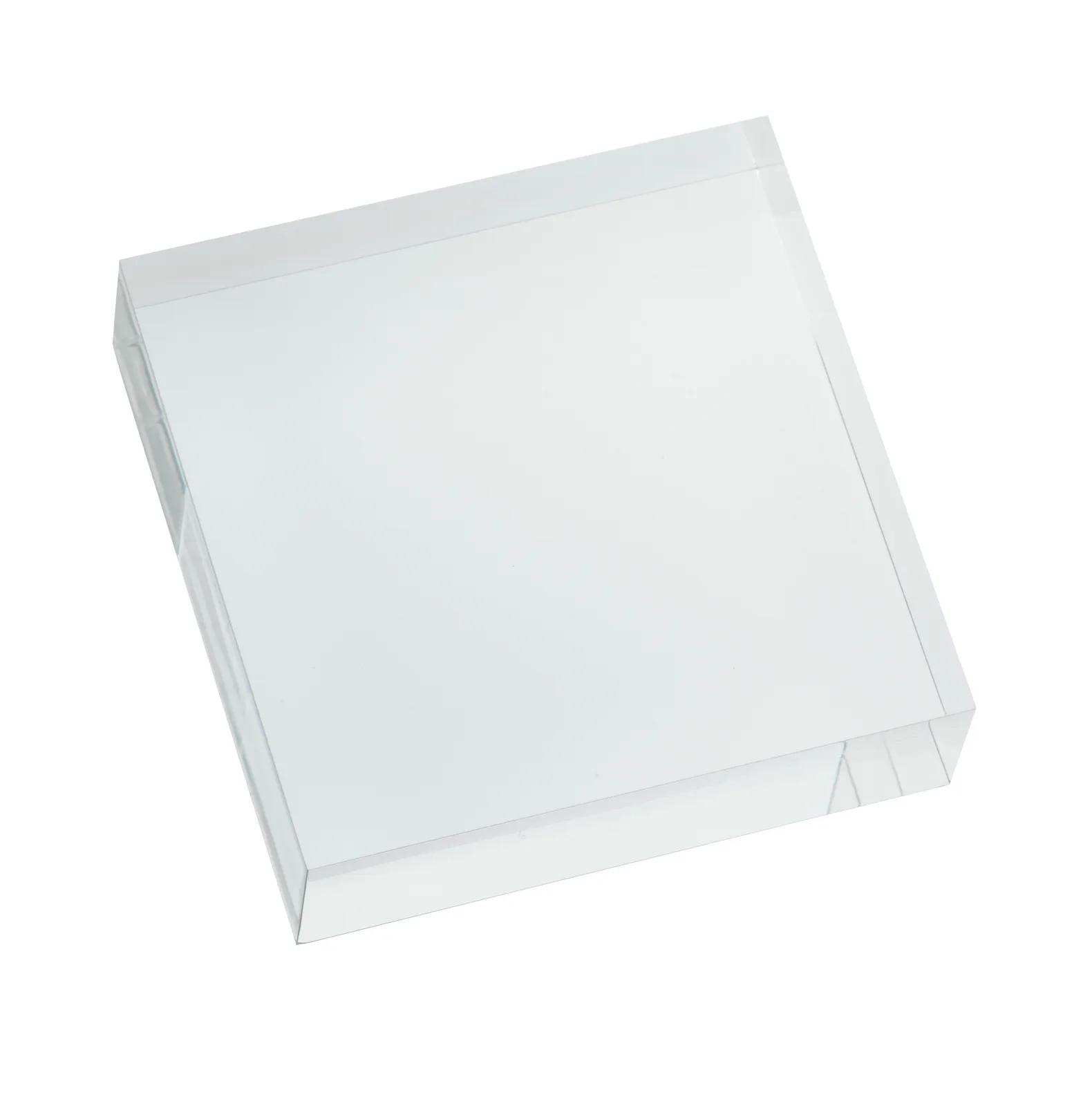 Acrylic Paperweight Square Shape Clear Desk - 3.625 x 3.625 in - product view 2