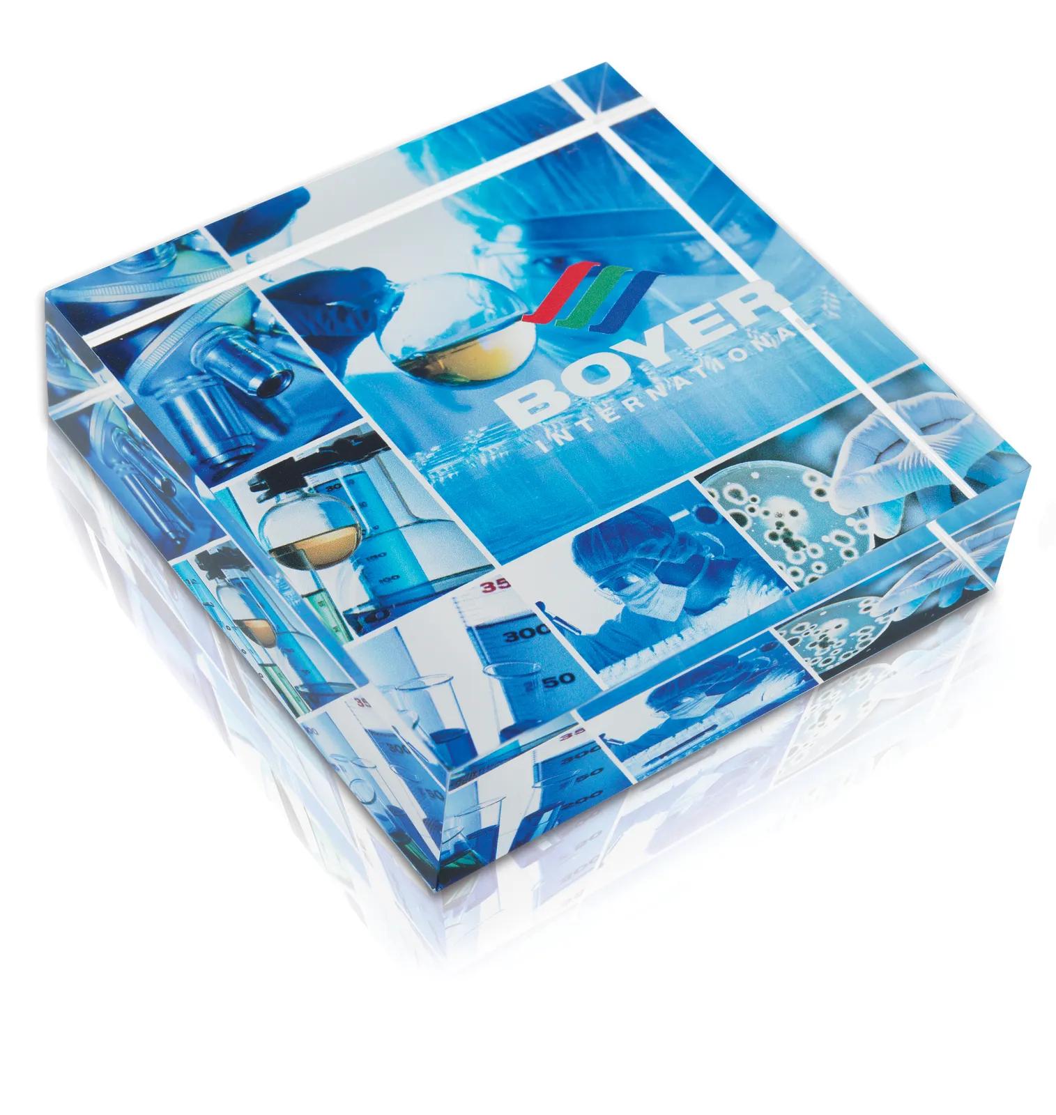 Acrylic Paperweight Square Shape Clear Desk - 3.625 x 3.625 in - product view 4