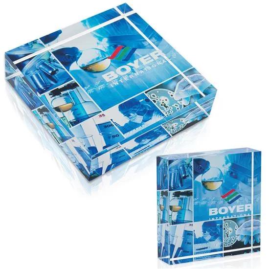 Acrylic Paperweight Square Shape Clear Desk - 3.625 x 3.625 in