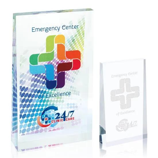 Acrylic Wedge Award Small Desk Display - 5 x 3 in