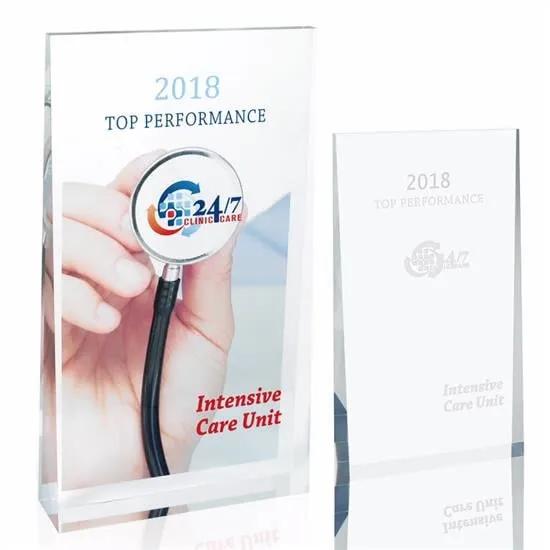 Acrylic Wedge Award Large Freestanding - 7 x 4 in
