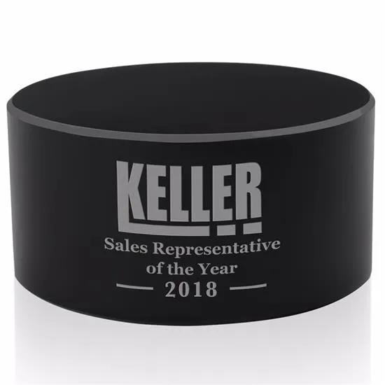 Glass Cylinder Award Black Base Circular - 2.0625 in H