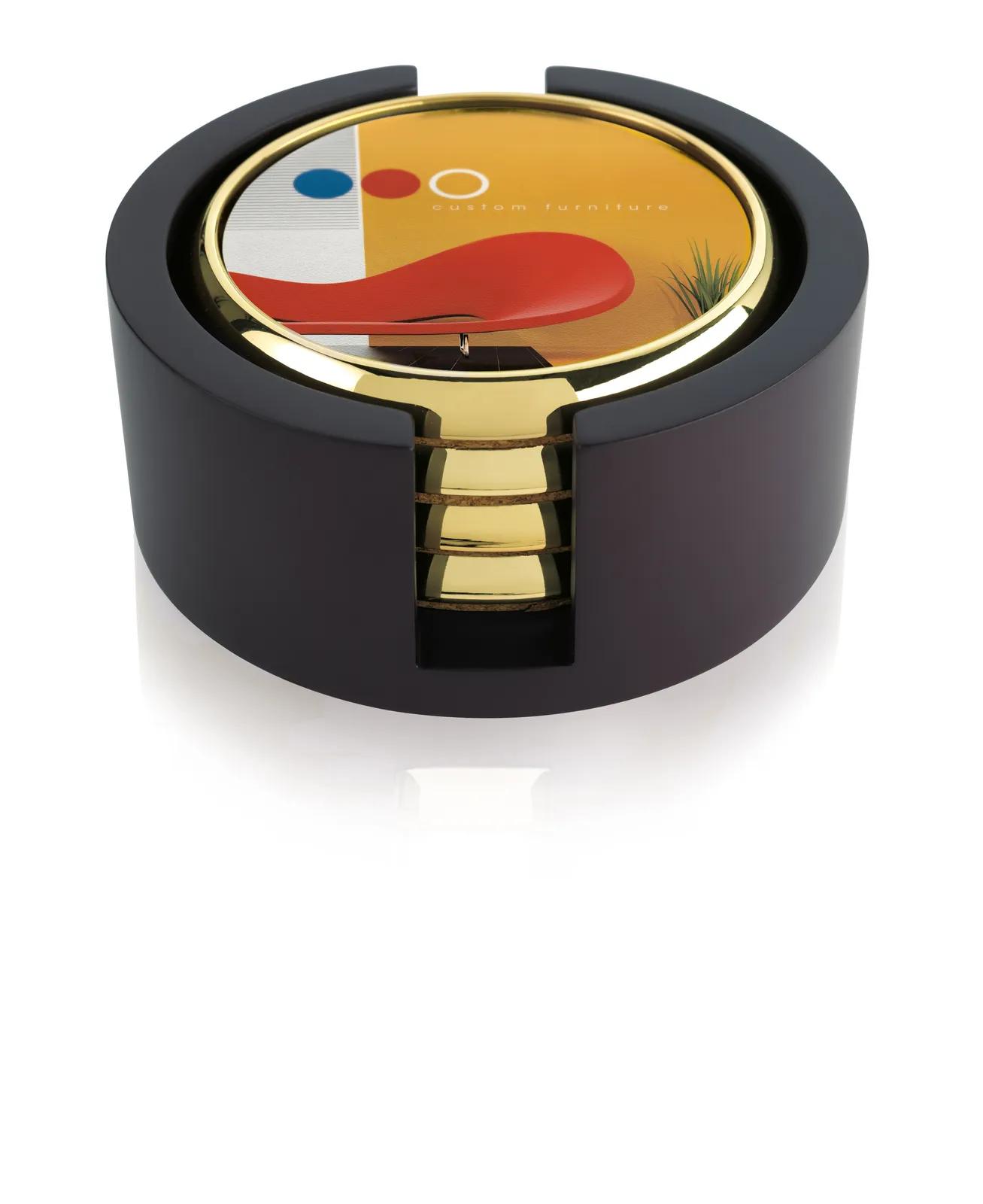 Wood Coaster Set Four Round Radiant Full Color - 1.875 in H - product view 3