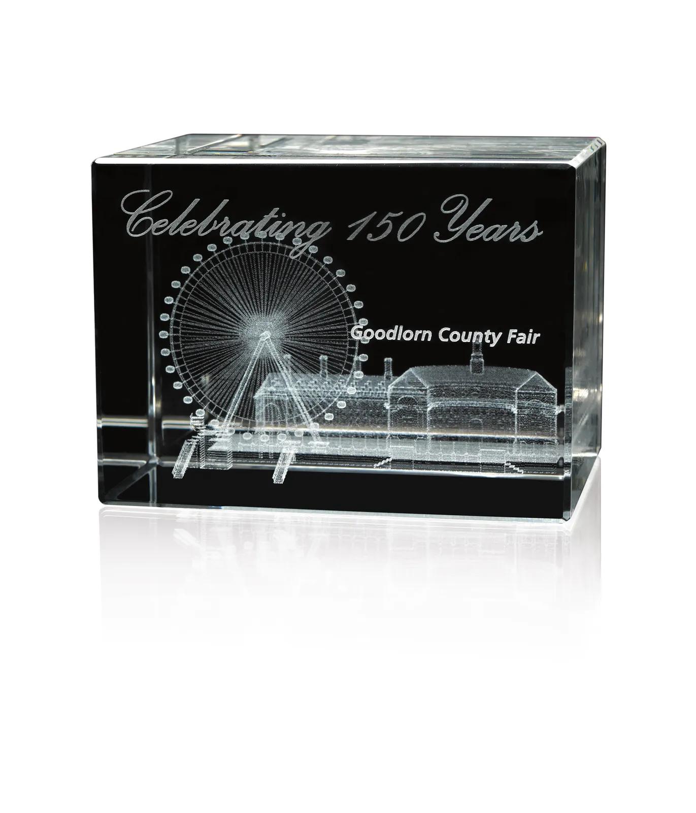 Crystal Block Award Medium 3D Laser Etched - 3.125 x 4.375 in - product view 3