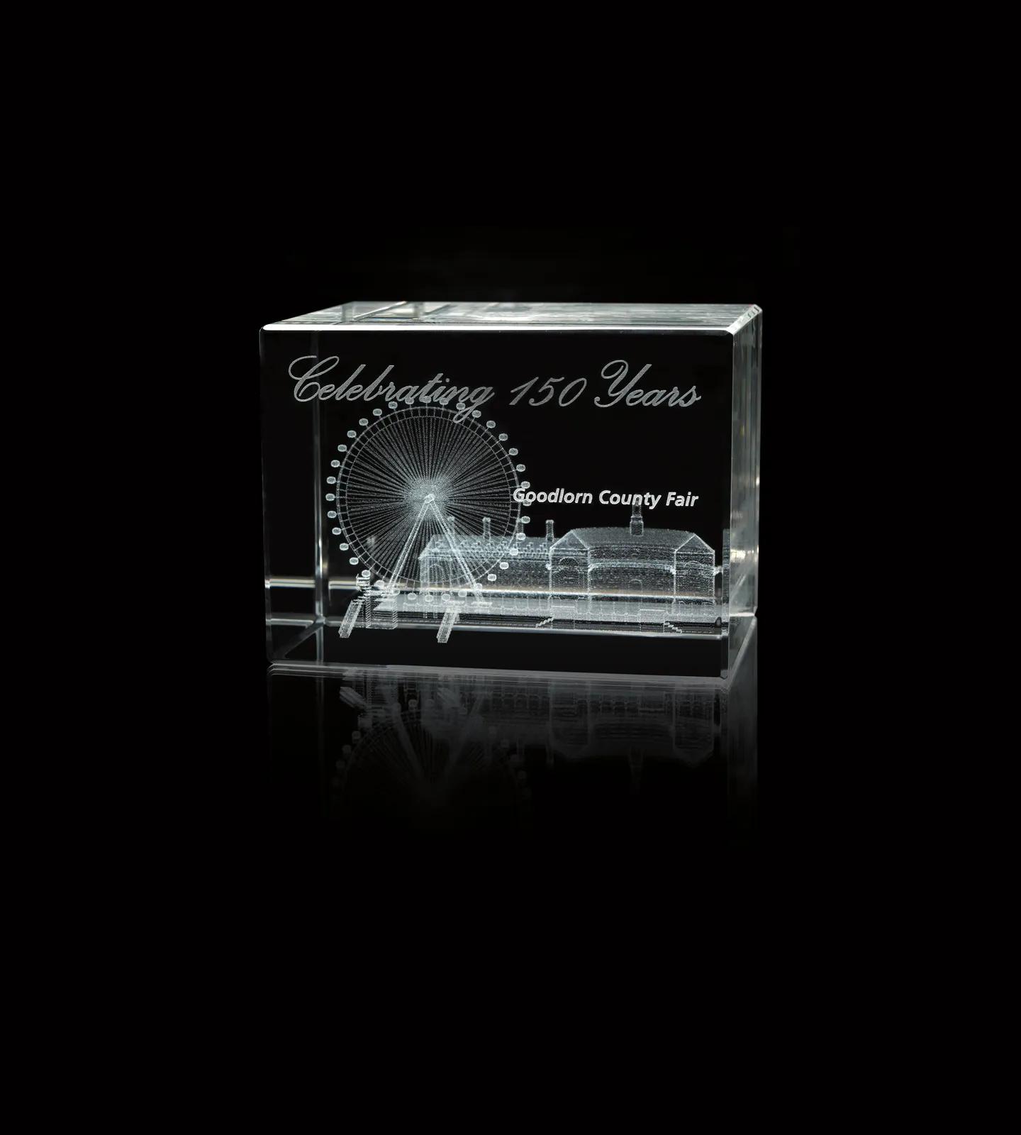 Crystal Block Award Medium 3D Laser Etched - 3.125 x 4.375 in - product view 4