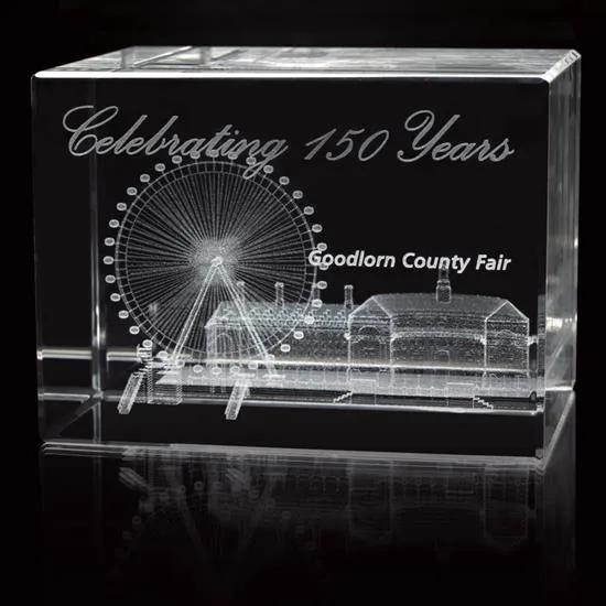 Crystal Block Award Medium 3D Laser Etched - 3.125 x 4.375 in
