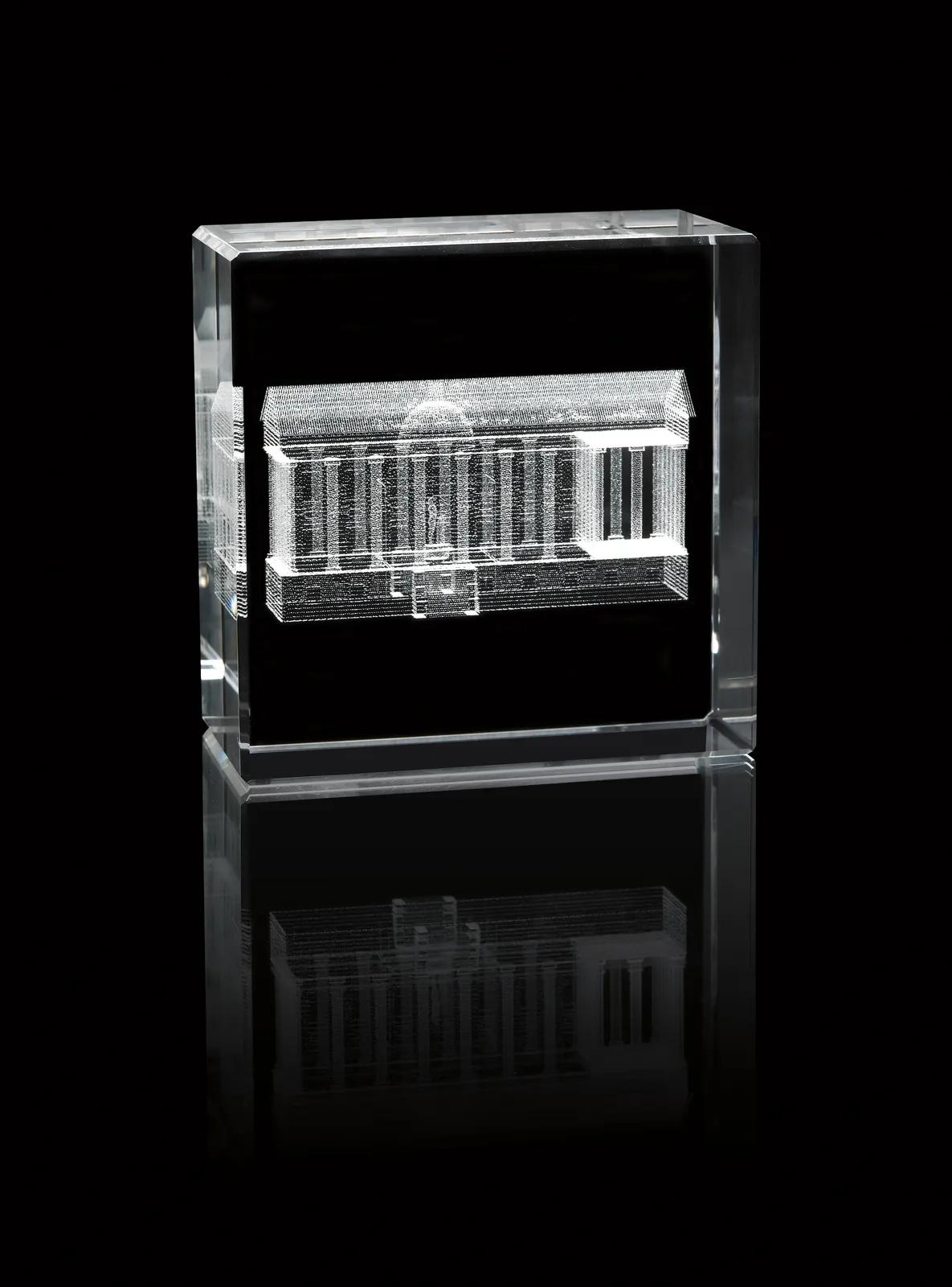 Crystal Rectangle Award 3D Art All Sides - 3.125 x 3.125 in - product view 3