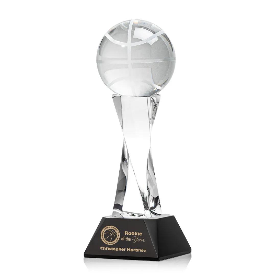 Crystal Sports Ball Tower Award Twisted Geometric - 11.75 x 4 in - product view 16