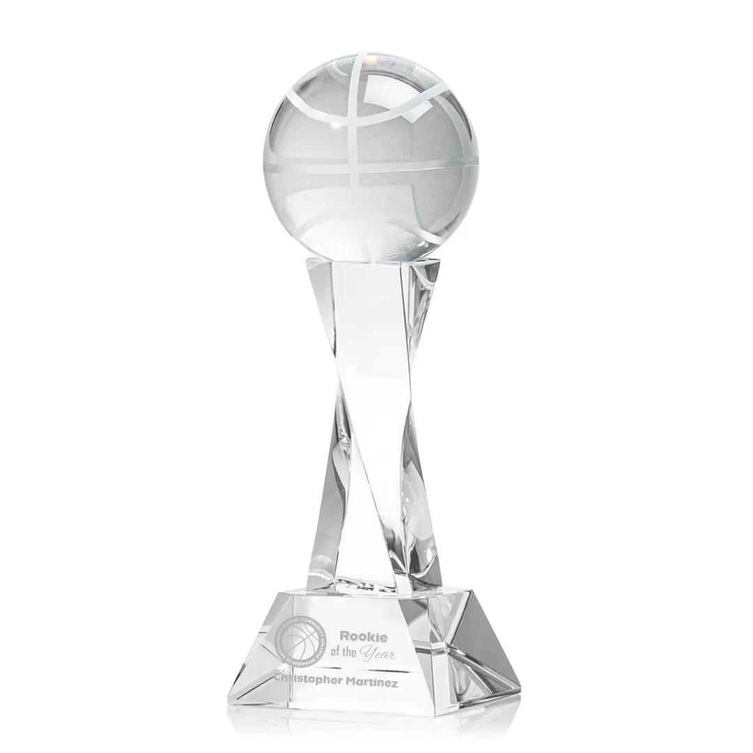 Crystal Sports Ball Tower Award Twisted Geometric - 11.75 x 4 in - product view 17