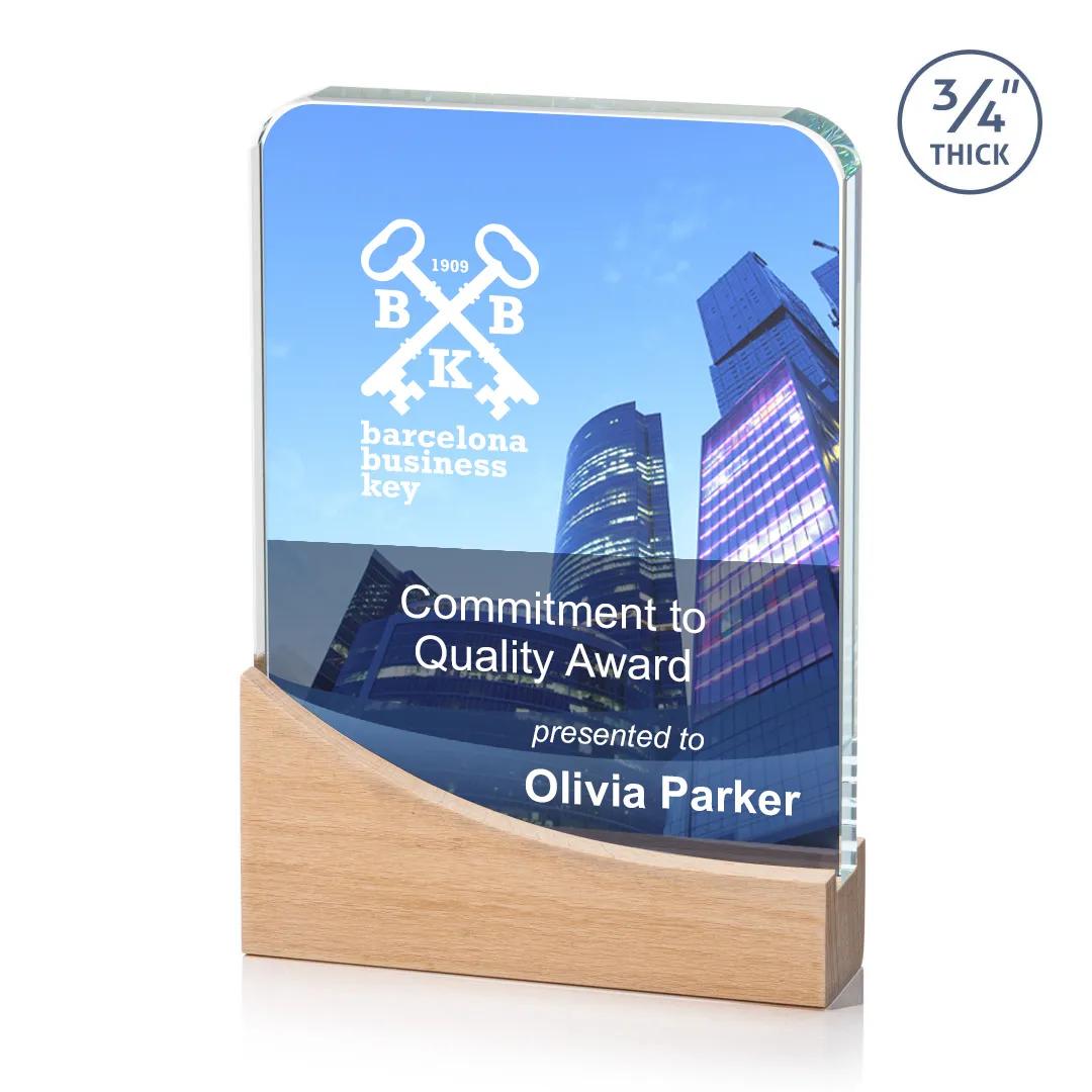 Crystal Beechwood Tower Award Combination Incline - 8.75 x 5.875 in - product view 3