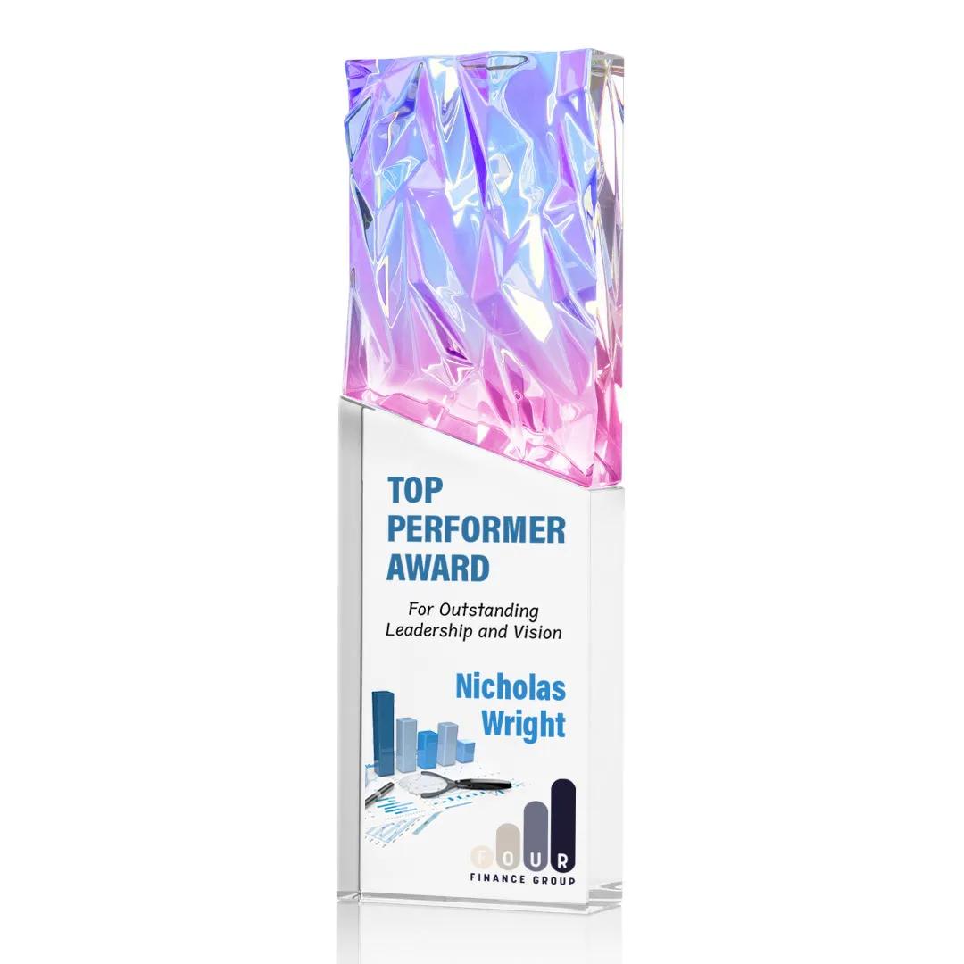 Crystal Faceted Award Light Refracting Rainbow Top - 10 x 3.125 in - product view 7