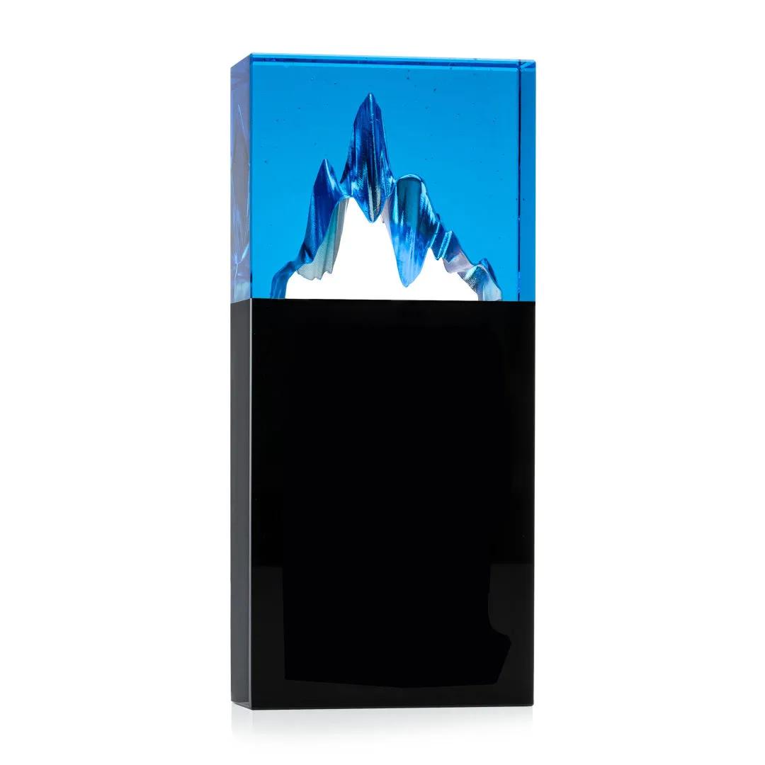 Blue Crystal Mountain Peak Award Two Tone Cutout - 7.5 x 3.5 in - product view 2