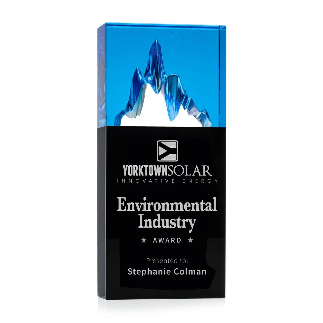 Blue Crystal Mountain Peak Award Two Tone Cutout - 7.5 x 3.5 in - product view 4