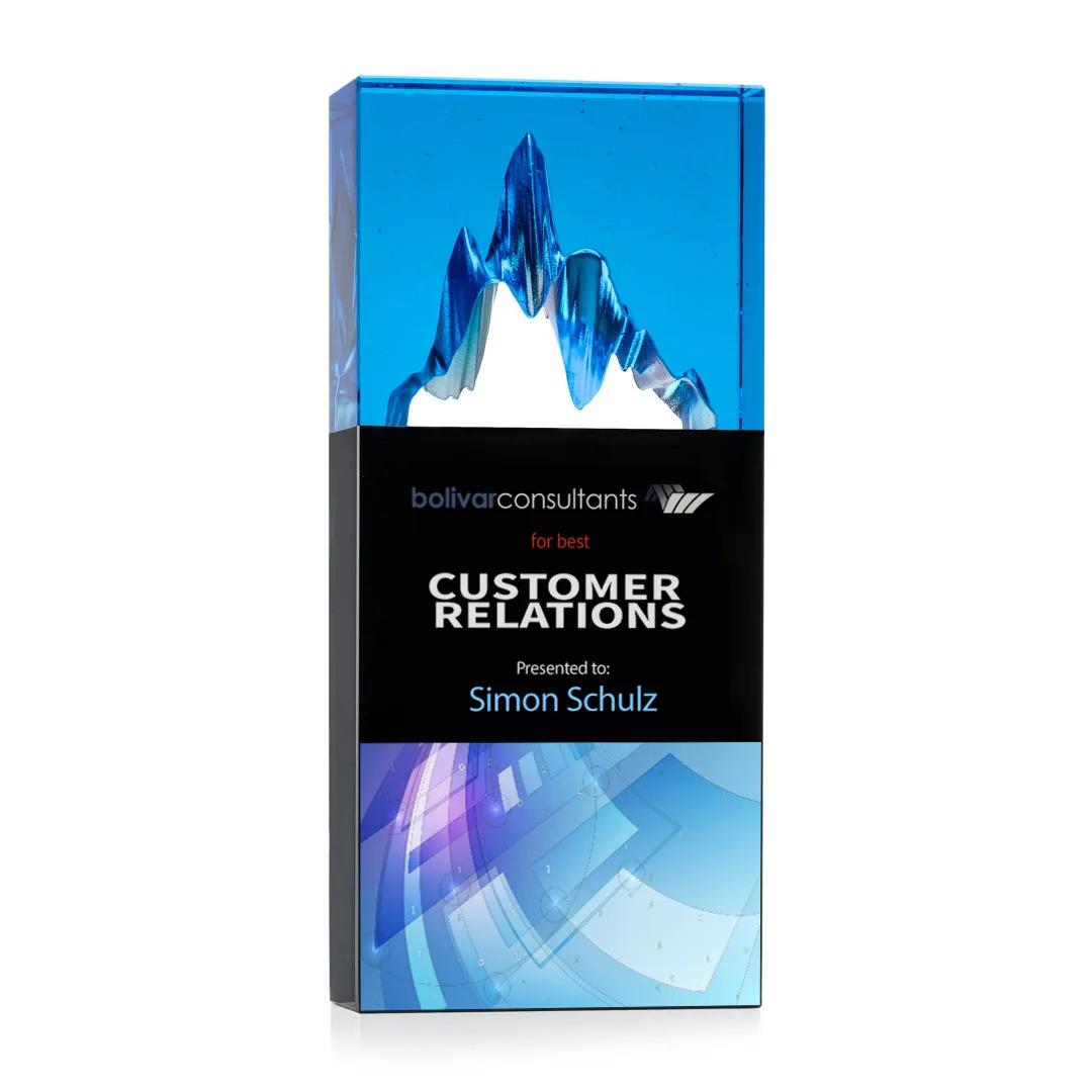 Blue Crystal Mountain Peak Award Two Tone Cutout - 7.5 x 3.5 in - product view 5