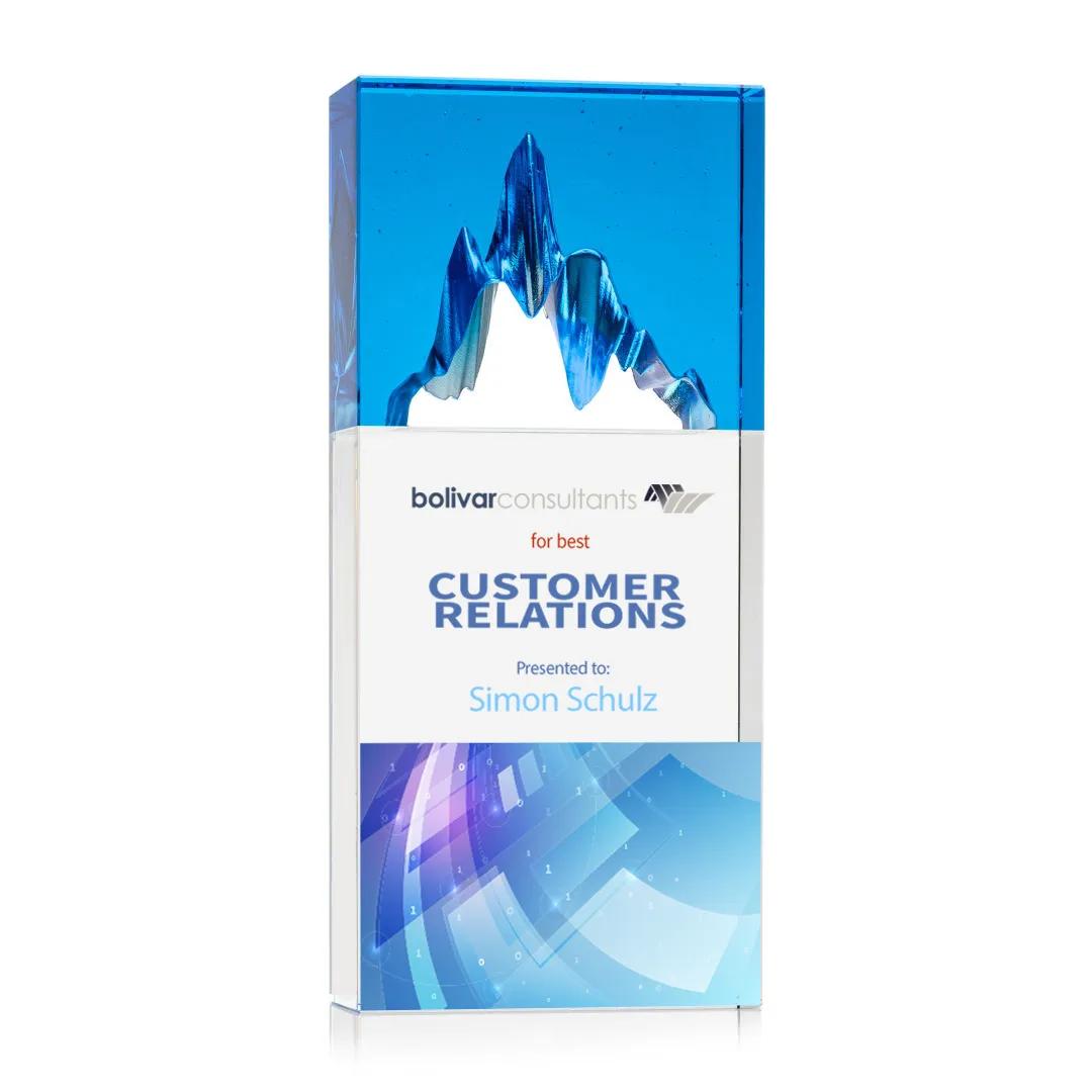 Blue Crystal Mountain Peak Award Two Tone Cutout - 7.5 x 3.5 in - product view 6