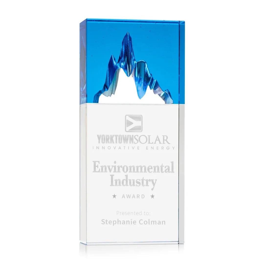 Blue Crystal Mountain Peak Award Two Tone Cutout - 7.5 x 3.5 in