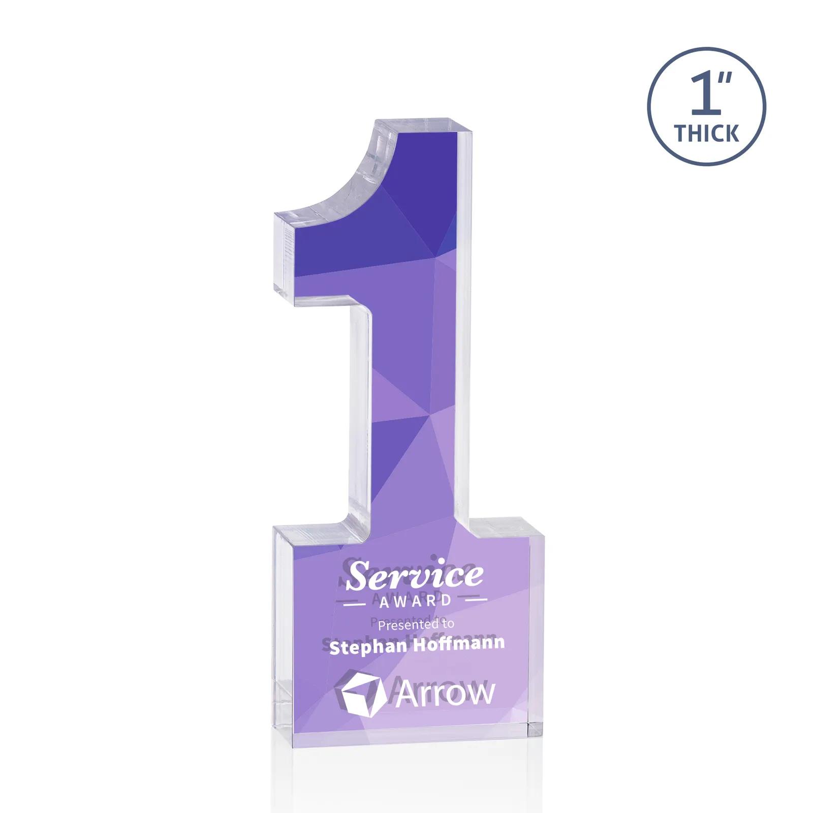 Acrylic Number Award Molded Oversized Base Progress - 6 x 2.5 in