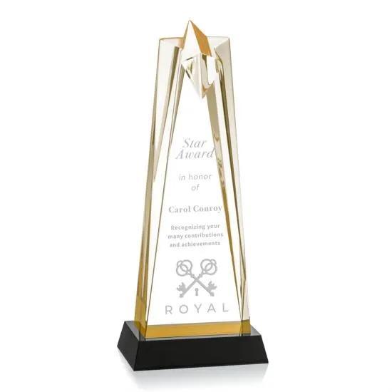 Acrylic Star Tower Award Black Beveled Base Modern - 11 x 4.5 in