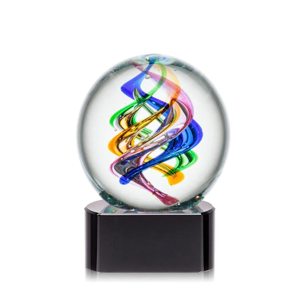 Handblown Globe Art Glass Award Crystal Base - 4.125 x 3 in - product view 2