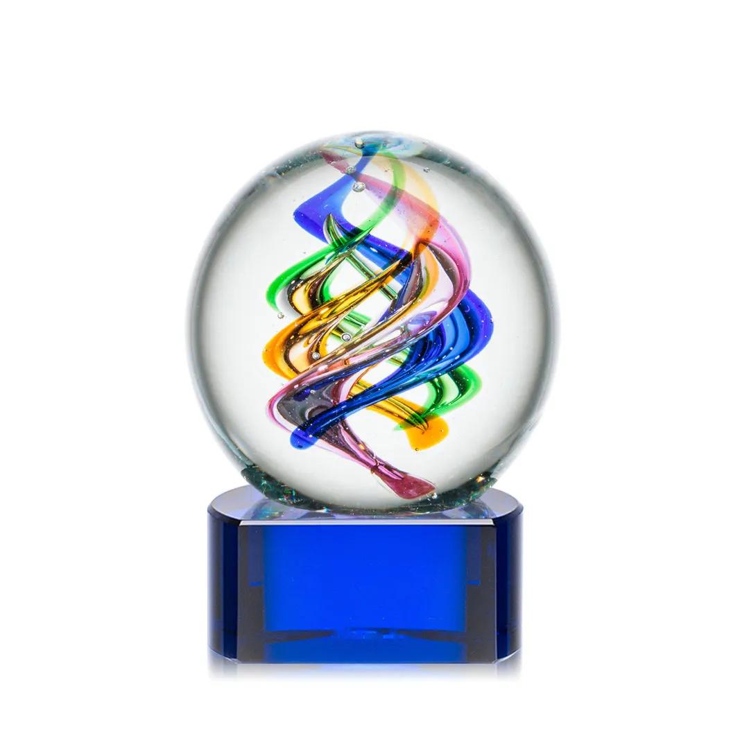 Handblown Globe Art Glass Award Crystal Base - 4.125 x 3 in - product view 3