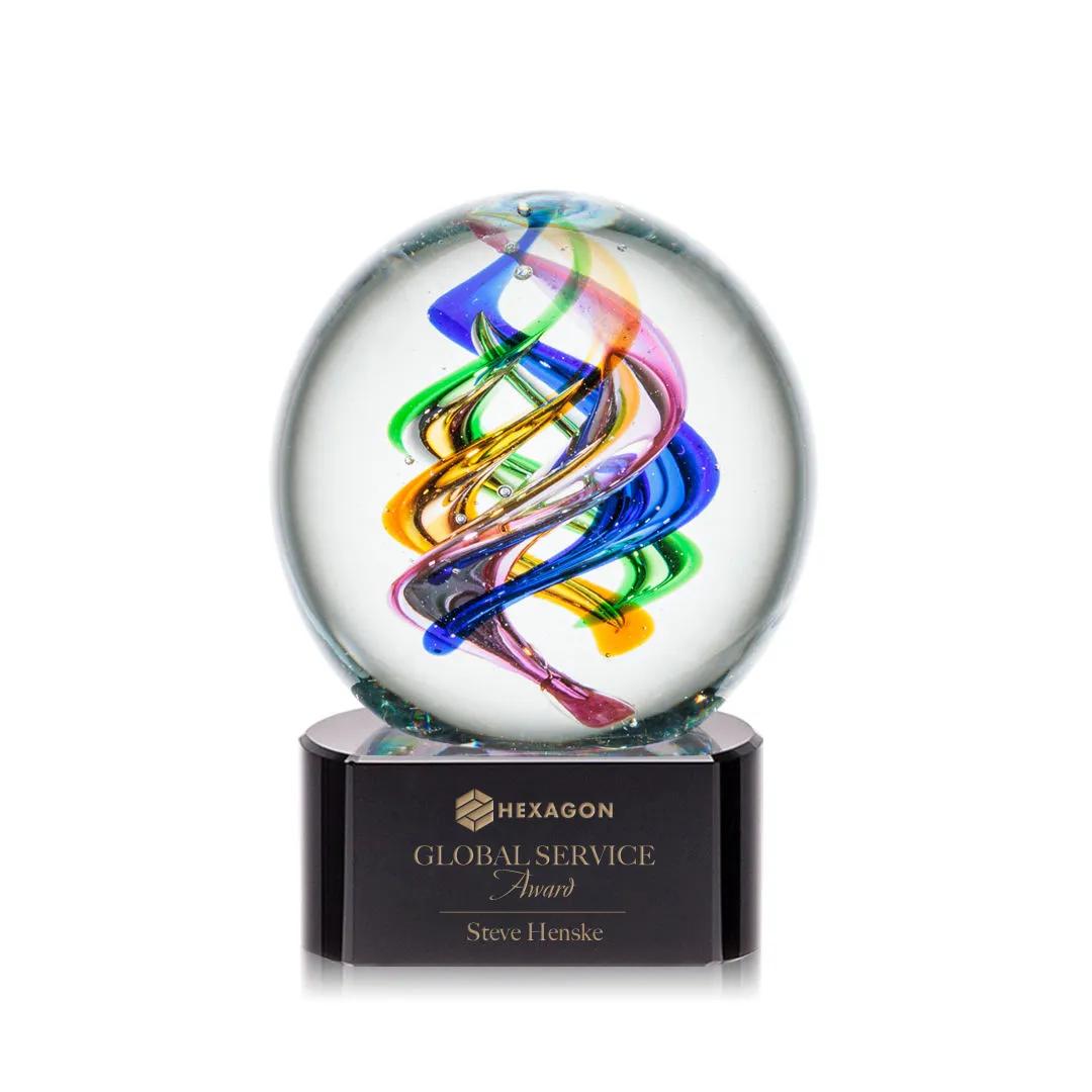 Handblown Globe Art Glass Award Crystal Base - 4.125 x 3 in - product view 5