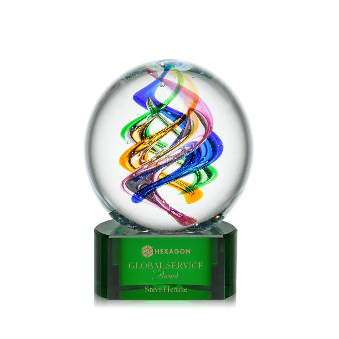 Handblown Globe Art Glass Award Crystal Base - 4.125 x 3 in - product view 7