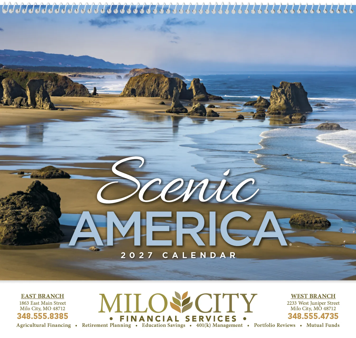 Scenic America Wall Calendar Spiral 13-Month - 18.5 x 11 in - product view 2