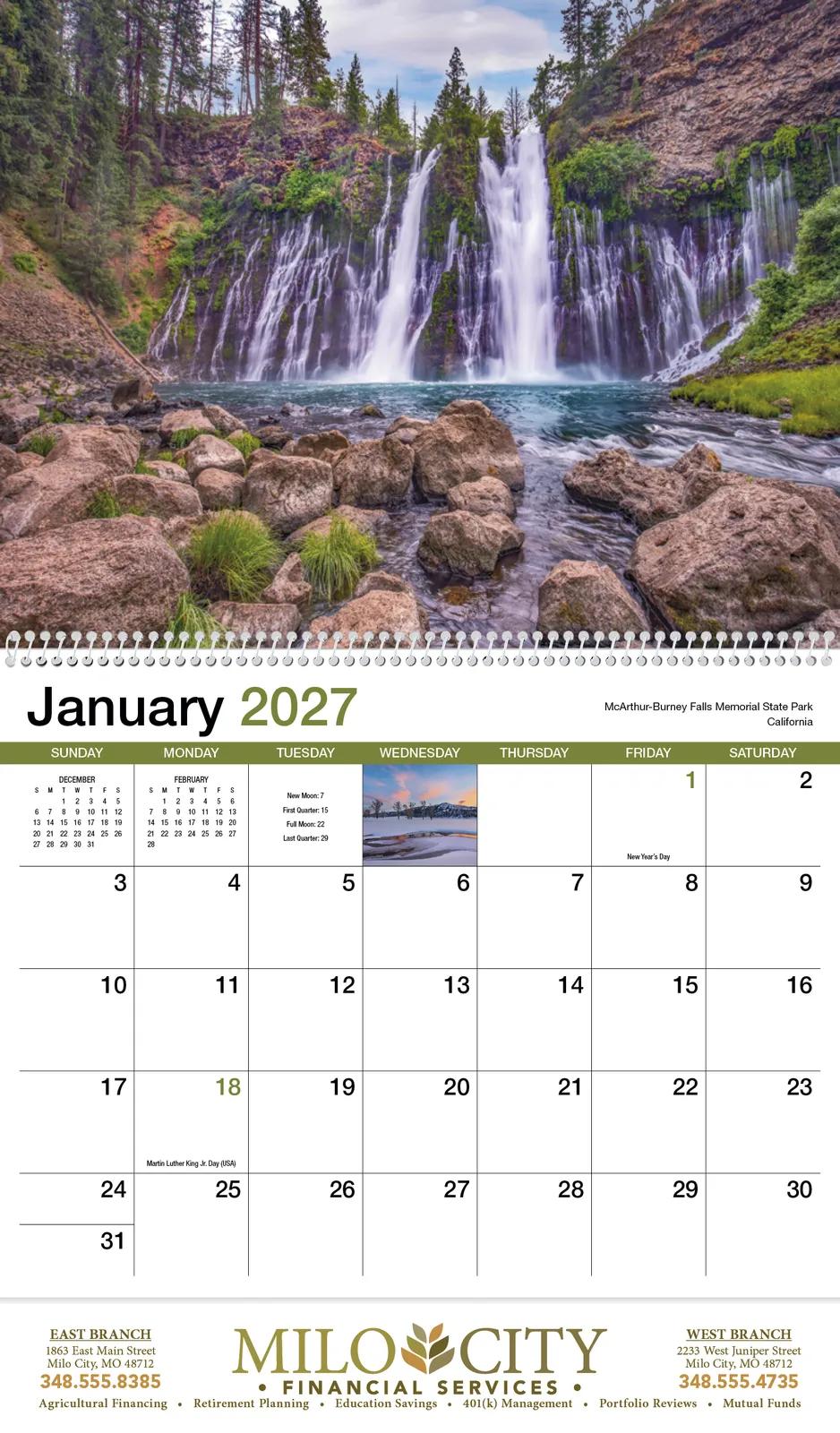 Scenic America Wall Calendar Spiral 13-Month - 18.5 x 11 in - product view 4