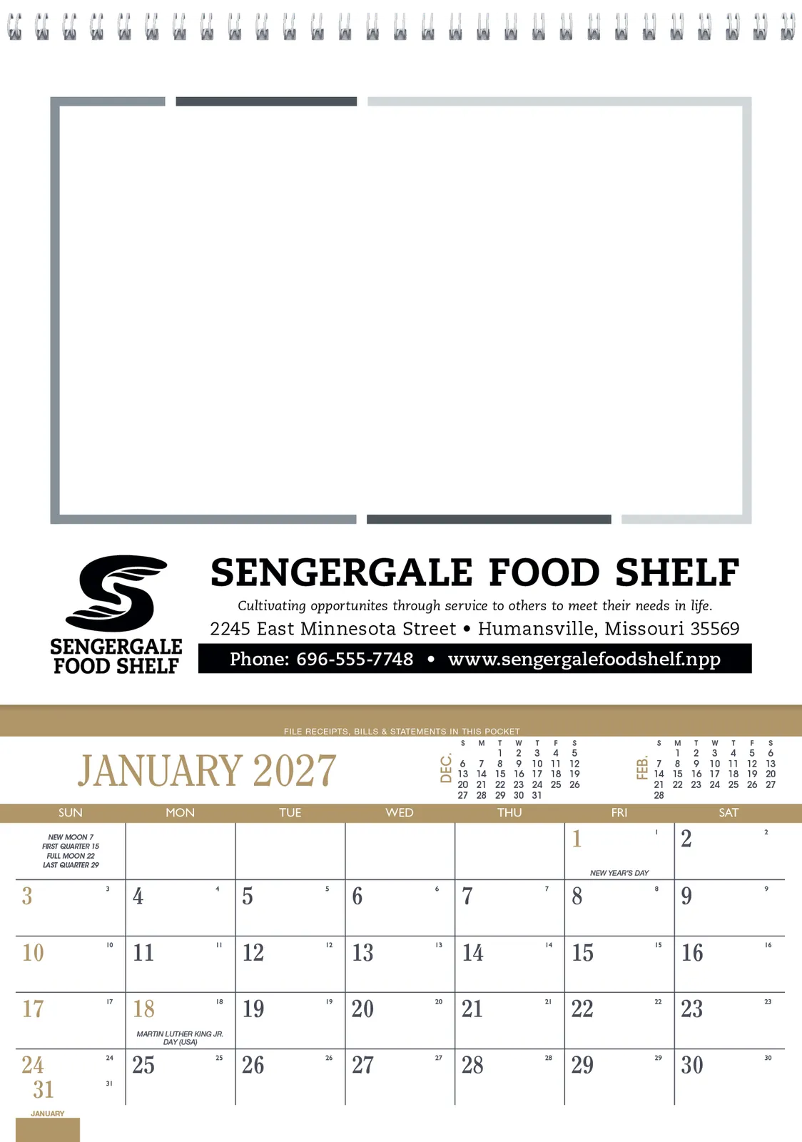 Recipe Pocket Calendar 12-Month Home Hints FSC - 14 in - product view 3