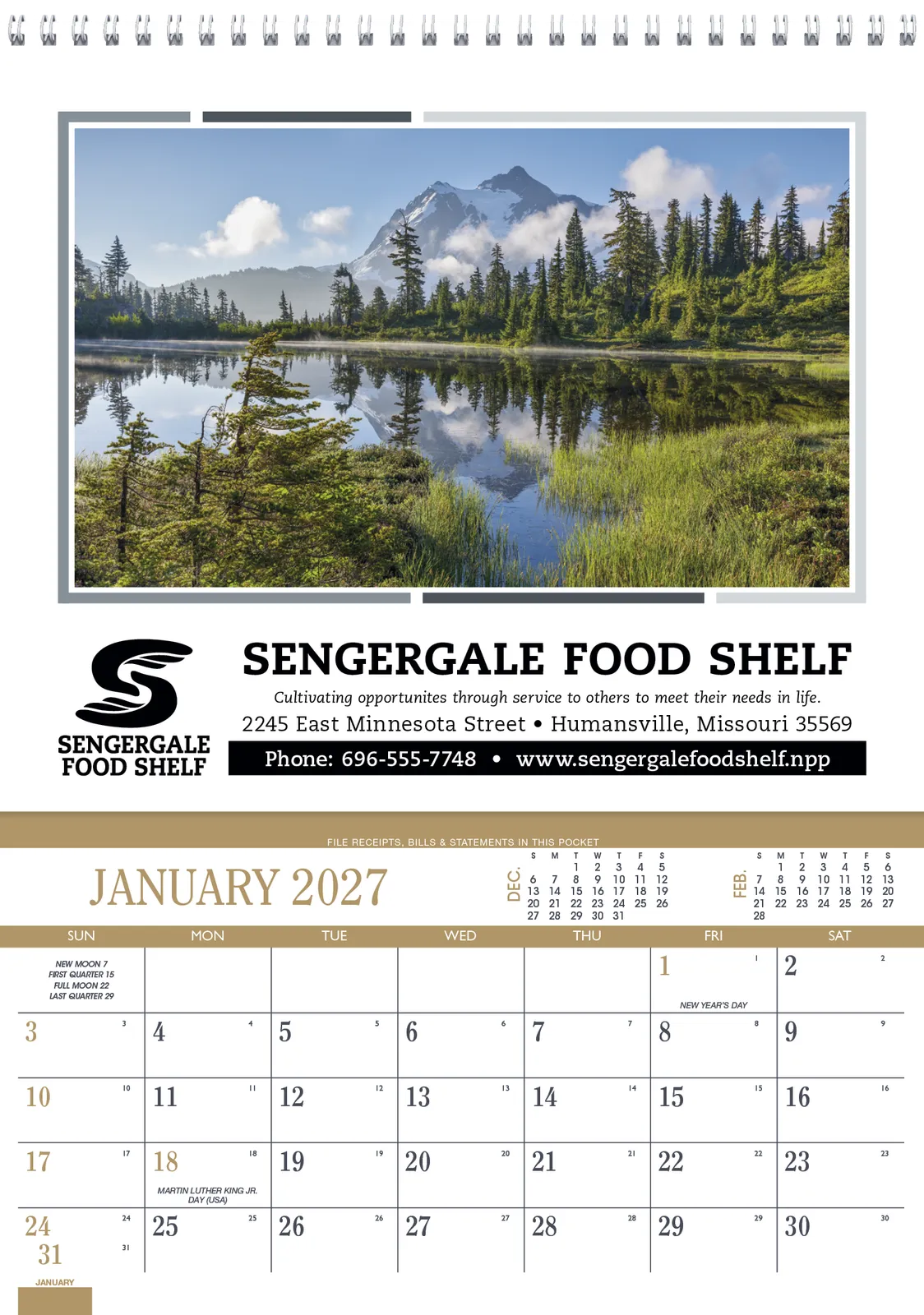 Recipe Pocket Calendar 12-Month Home Hints FSC - 14 in - product view 4