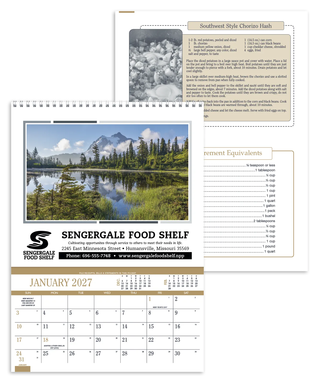 Recipe Pocket Calendar 12-Month Home Hints FSC - 14 in - product view 17