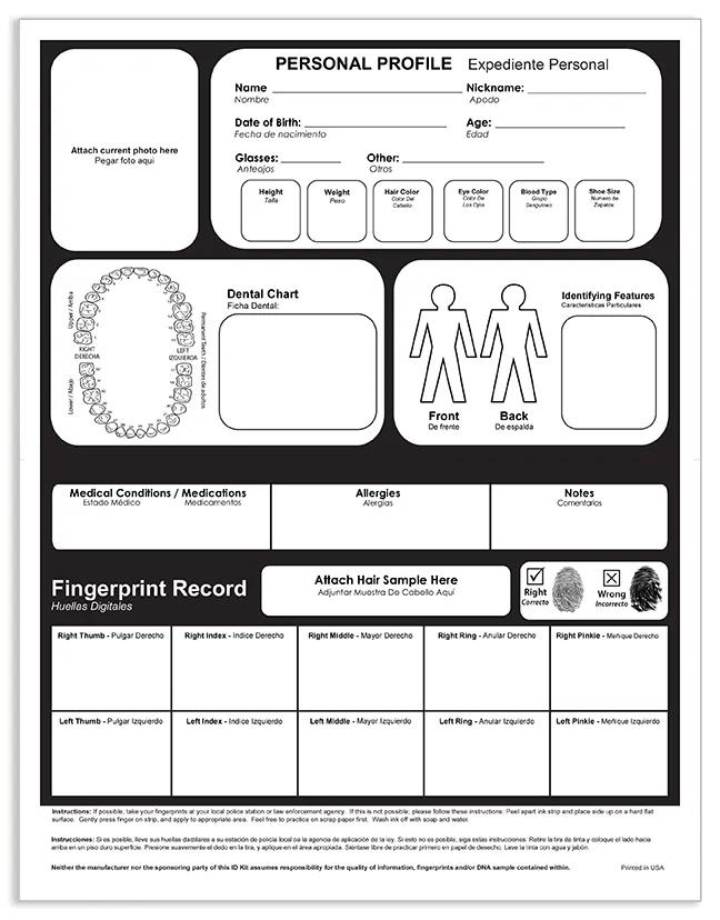 Senior ID Safety Kit Record Keeping FSC Paper - 8.25 x 5.5 in - product view 5