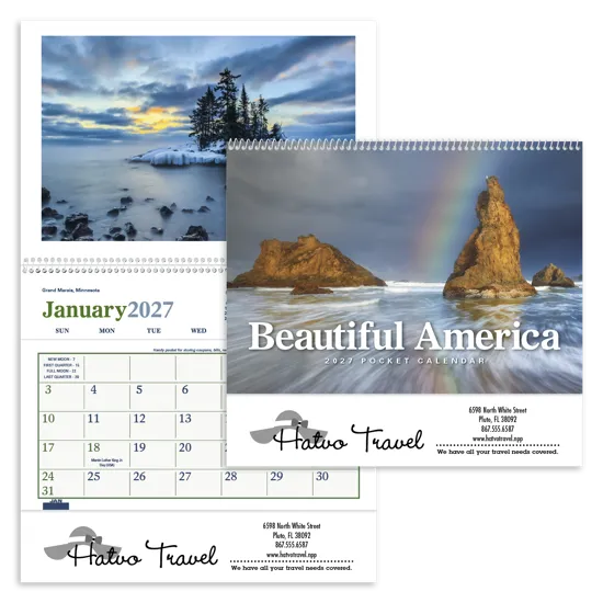 Beautiful America Pocket Calendar Storage Pockets - 13.25 x 8.25 in