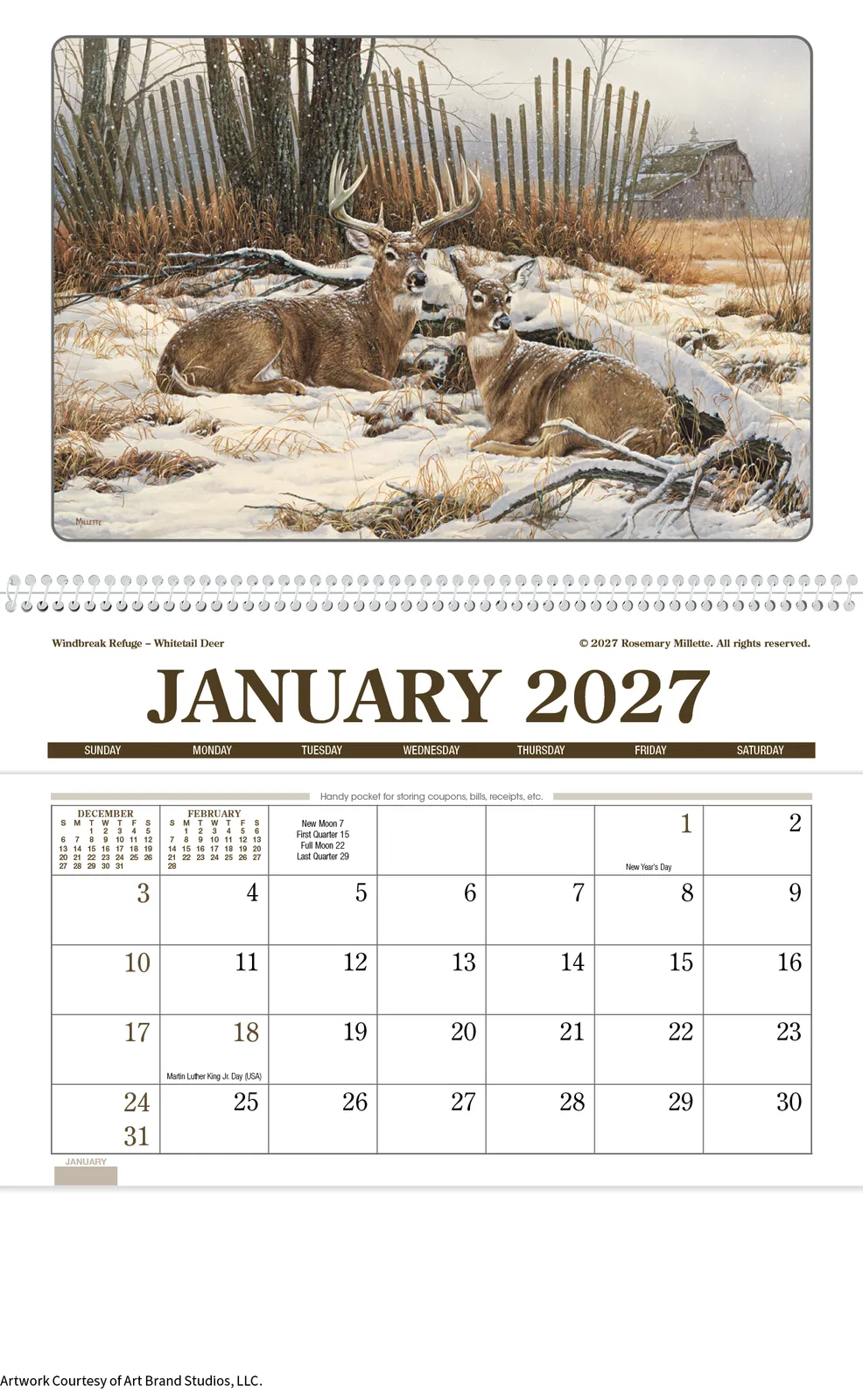 Wildlife Art Pocket Calendar Storage Pockets - 13.25 x 8.25 in - product view 5