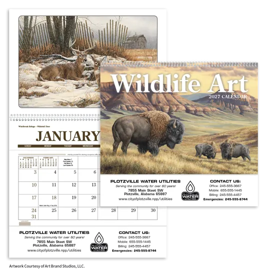 Wildlife Art Pocket Calendar Storage Pockets - 13.25 x 8.25 in