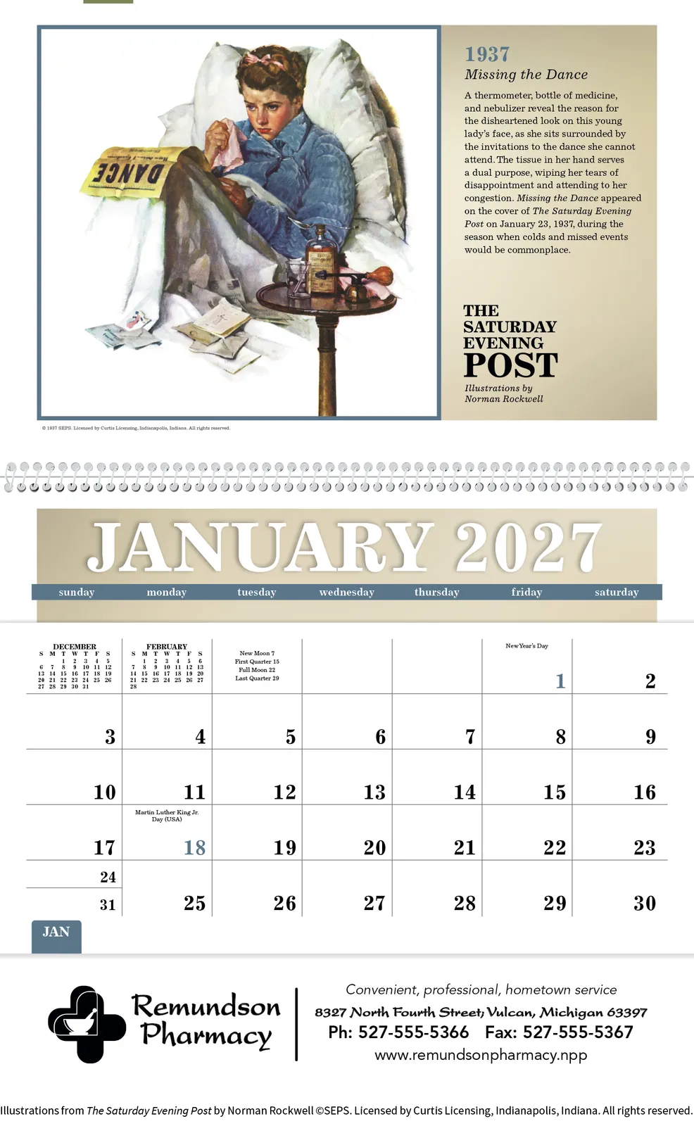 Norman Rockwell Pocket Calendar Saturday Evening Post - 13.25 x 8.25 in - product view 4