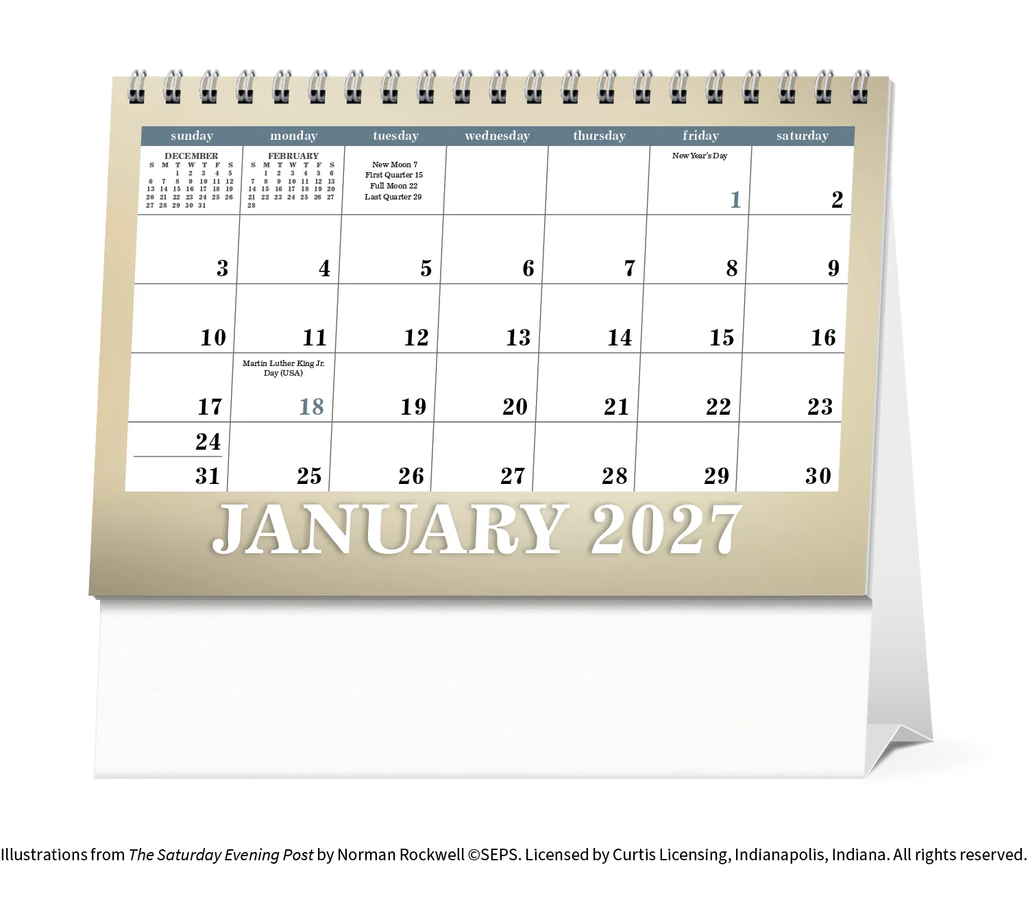 Norman Rockwell Large Desk Calendar Tent Mount - 6.5 x 7.5 in - product view 3