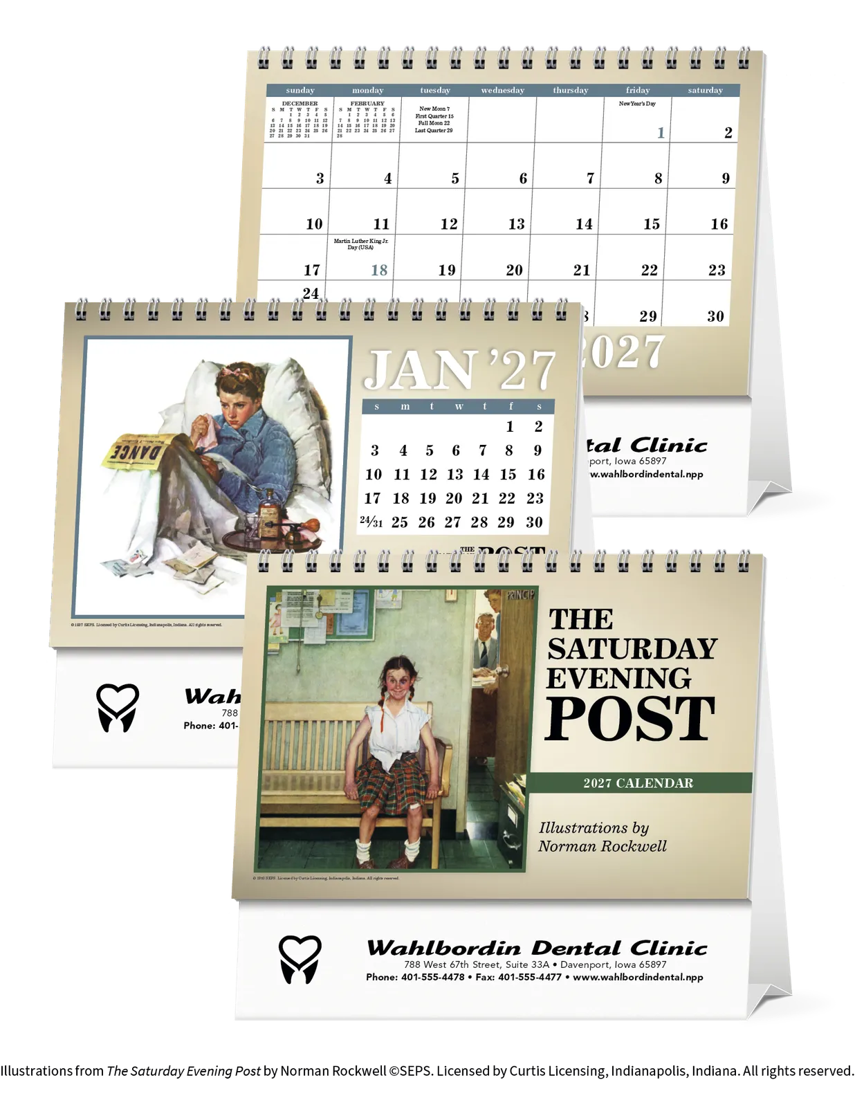 Norman Rockwell Large Desk Calendar Tent Mount - 6.5 x 7.5 in - product view 4