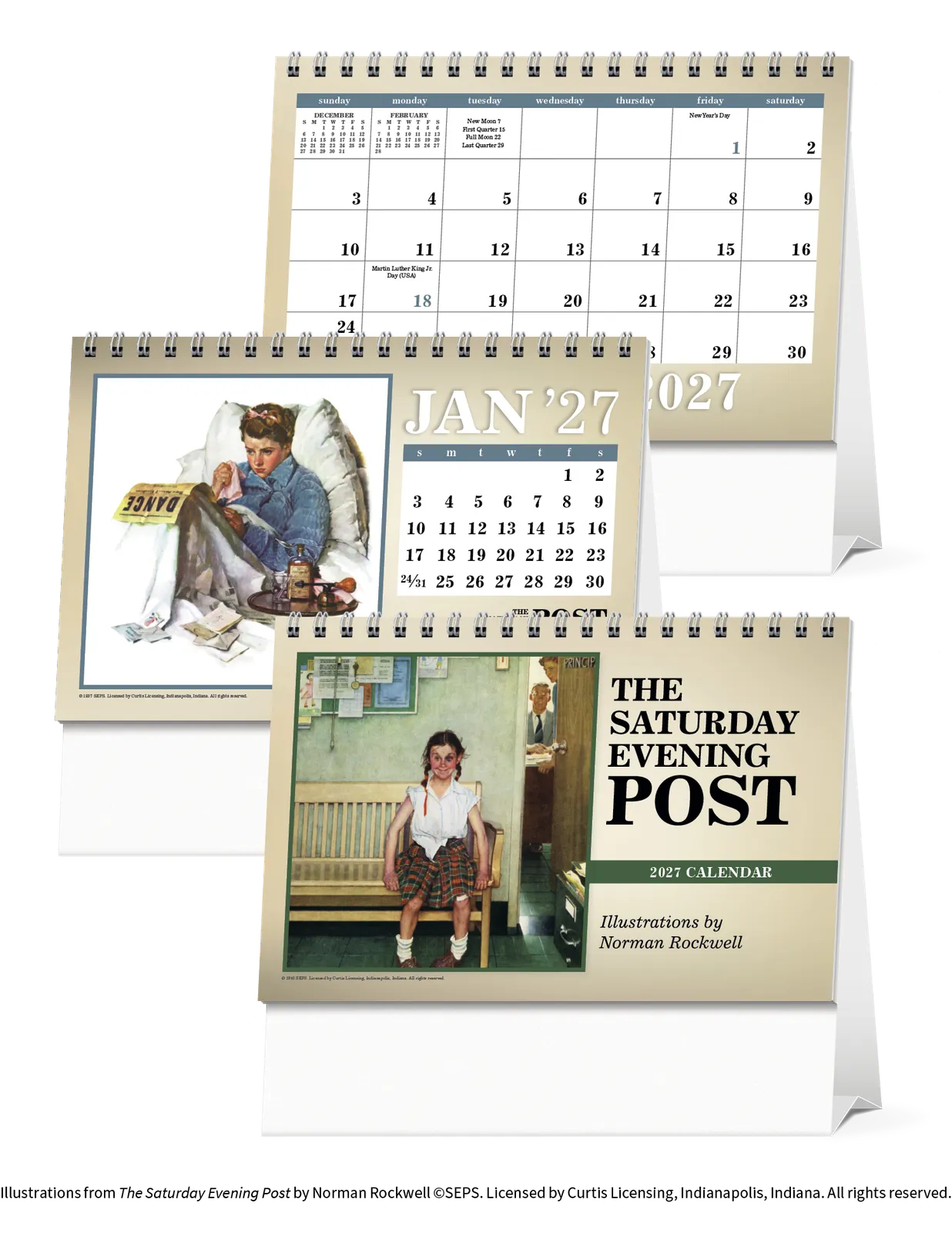 Norman Rockwell Large Desk Calendar Tent Mount - 6.5 x 7.5 in - product view 5