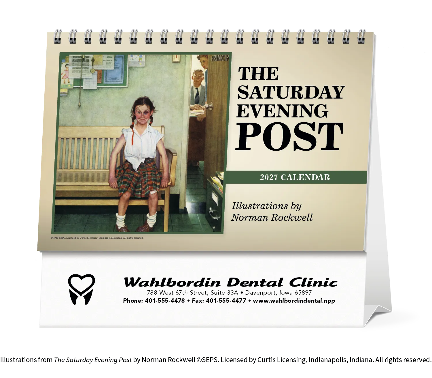 Norman Rockwell Large Desk Calendar Tent Mount - 6.5 x 7.5 in - product view 6