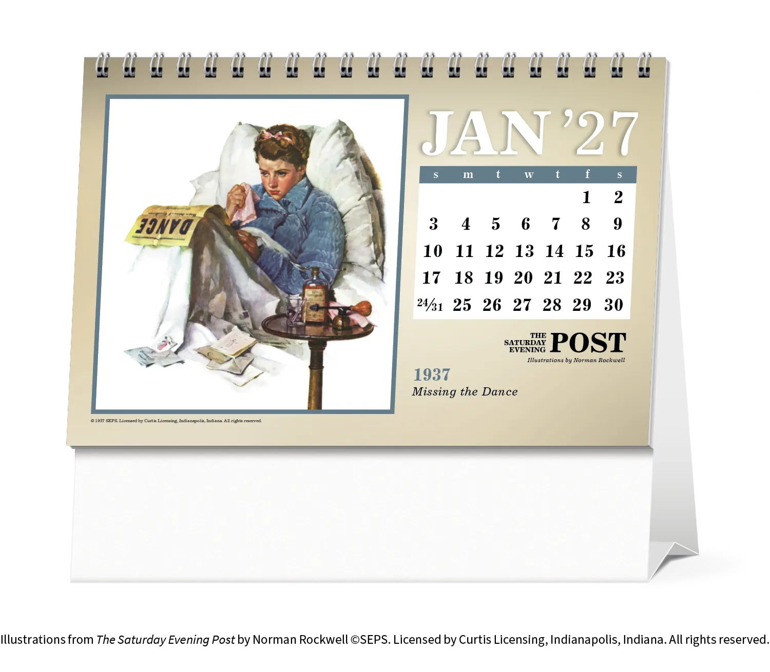 Norman Rockwell Large Desk Calendar Tent Mount - 6.5 x 7.5 in - product view 9