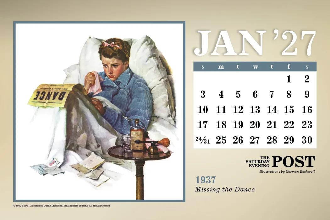 Norman Rockwell Large Desk Calendar Tent Mount - 6.5 x 7.5 in - product view 10