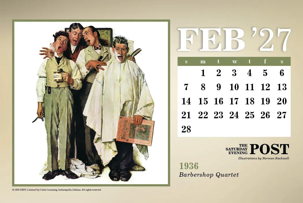 Norman Rockwell Large Desk Calendar Tent Mount - 6.5 x 7.5 in - product view 11