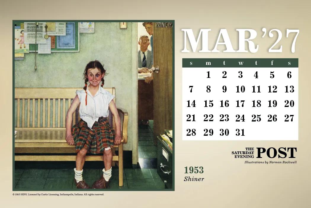Norman Rockwell Large Desk Calendar Tent Mount - 6.5 x 7.5 in - product view 12