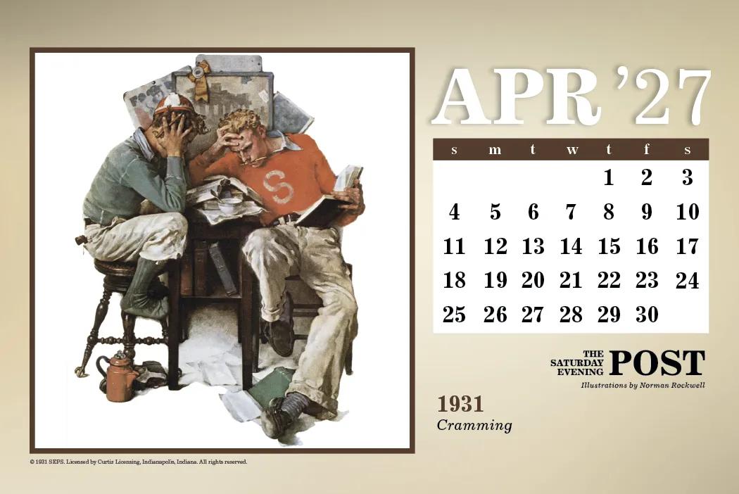 Norman Rockwell Large Desk Calendar Tent Mount - 6.5 x 7.5 in - product view 13